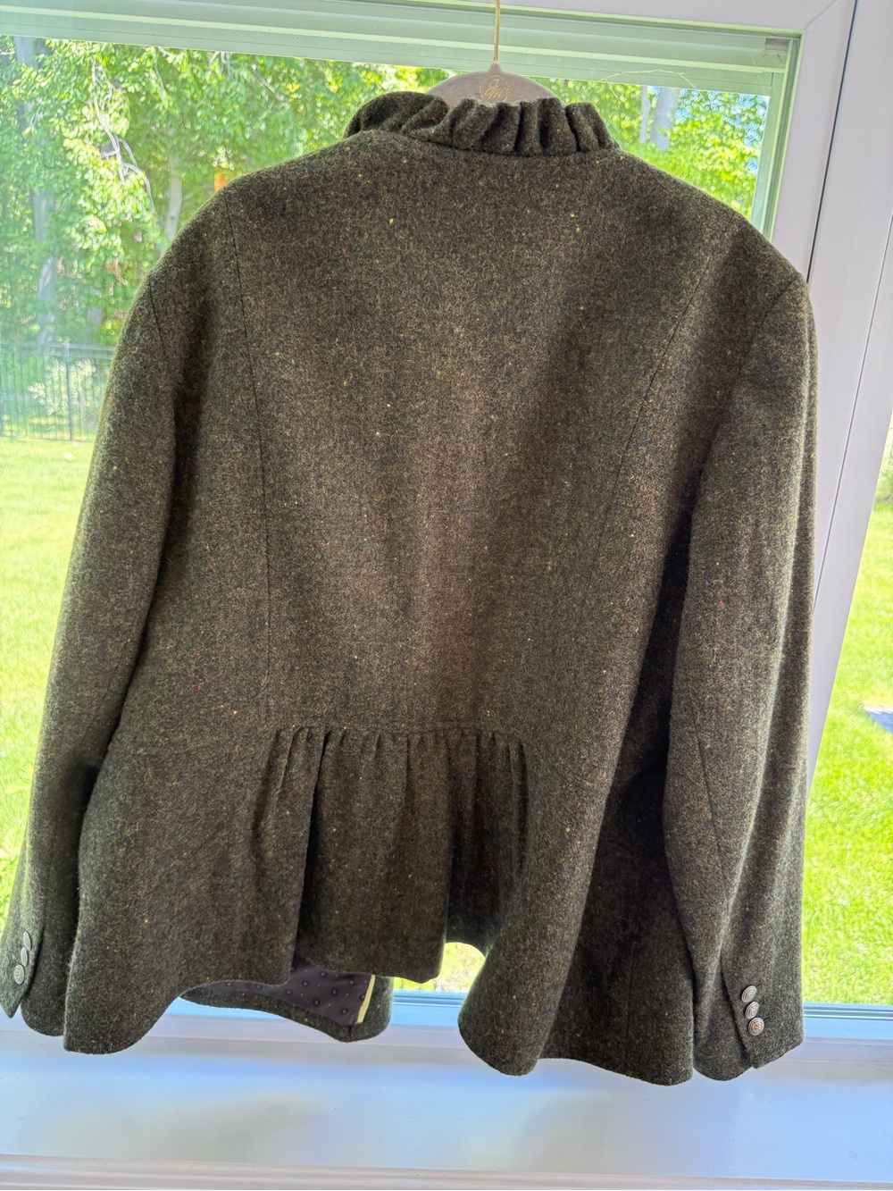 Talbots Moss Green Wool Blend Jacket with Olive Fleck - Picture 2 of 6
